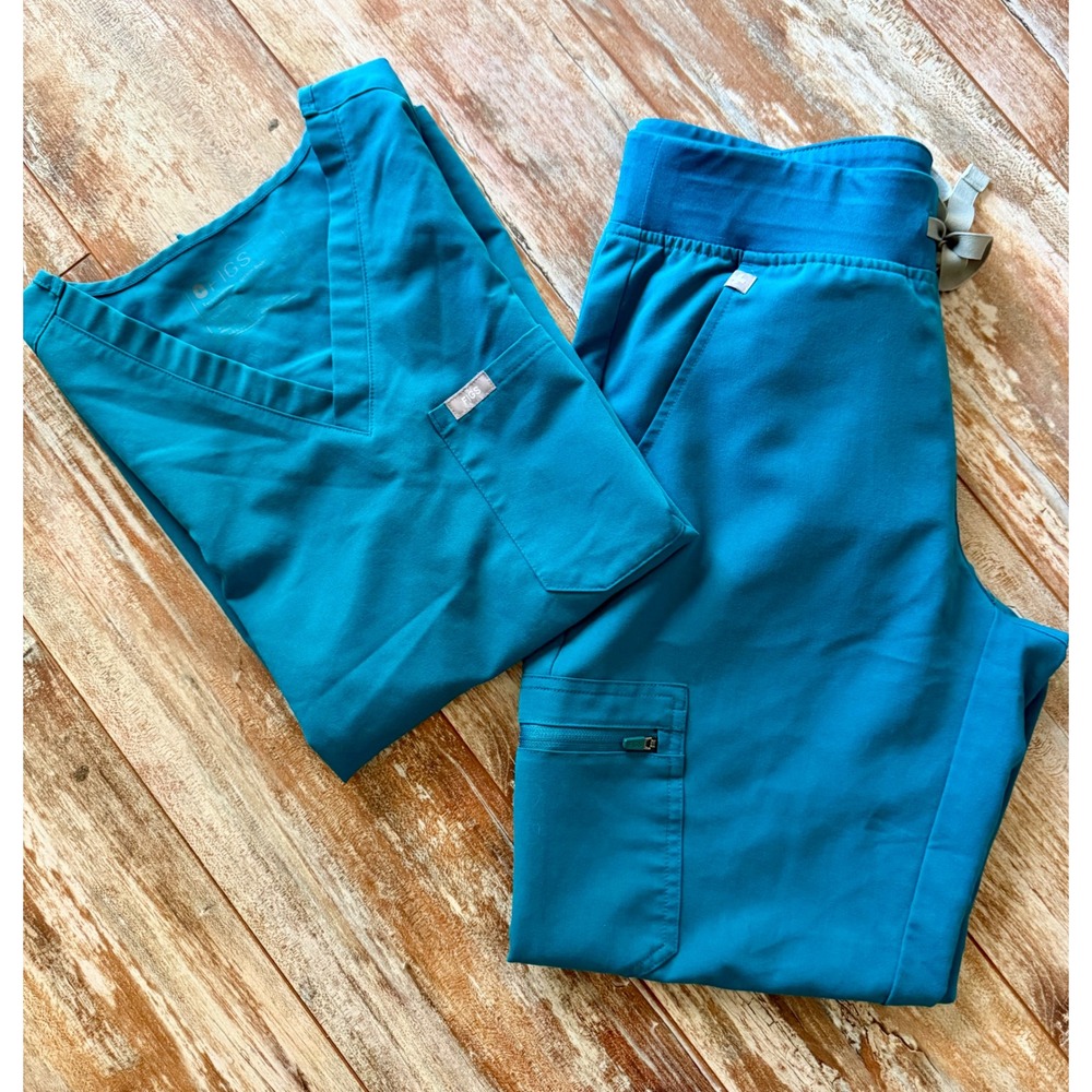 FIGS Scrub Set Womens S Small Petite Teal Catarina Zamora Jogger Technical